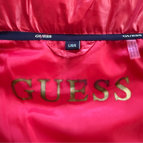 GUESS Women’s Storm Cuffs Quilted Transitional Red Puffer Jacket Size Large - Picture 8 of 16